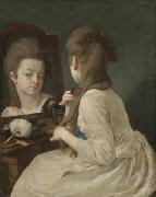 Johann anton ramboux Young lady at her toilet combing her hair Spain oil painting artist